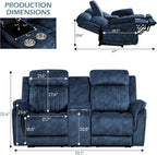 Power Zero Gravity Reclining Loveseat with Adjustable Headrest, Double Reclining Loveseat with Console, Power Loveseat Recliner with USB & Type-C Ports for Living Room (Blue)
