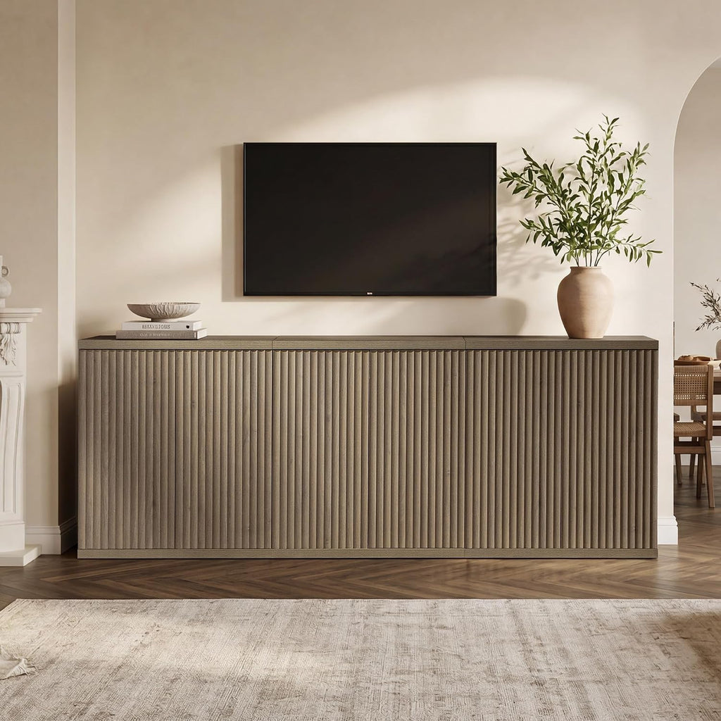 SICOTAS Buffet Cabinet with Storage Sideboard Cabinet with Doors & Shelves | Accent Sideboard Modern Credenza Fluted Storage Cabinet Mid Century Media Console for Living Room Kitchen Dining Hallway