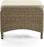 Greemotion Garda 2-Piece Outdoor Patio Aluminum Polyrattan Wicker Outdoor Ottoman All Weather Rattan Patio Furniture Outdoor Footstool Footrest Seat Set w/Removable Cushions in Beige