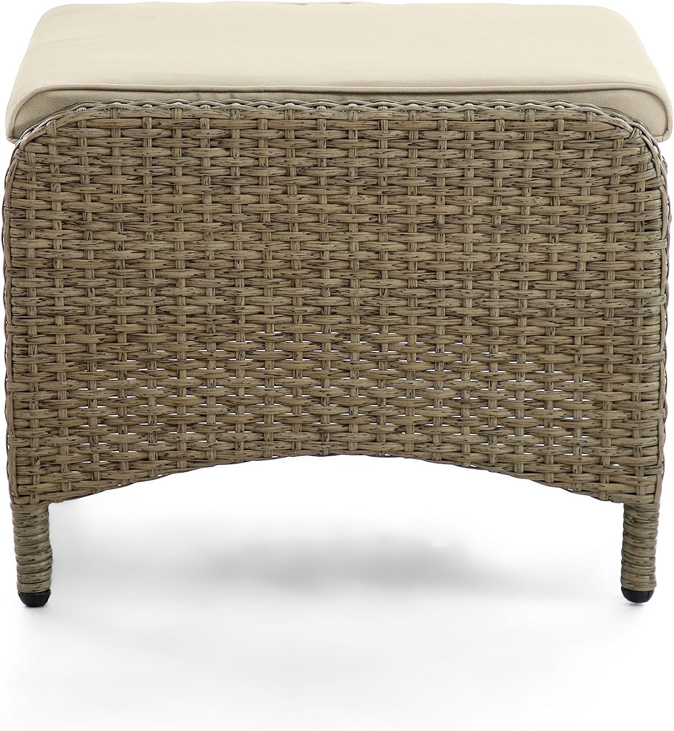 Greemotion Garda 2-Piece Outdoor Patio Aluminum Polyrattan Wicker Outdoor Ottoman All Weather Rattan Patio Furniture Outdoor Footstool Footrest Seat Set w/Removable Cushions in Beige