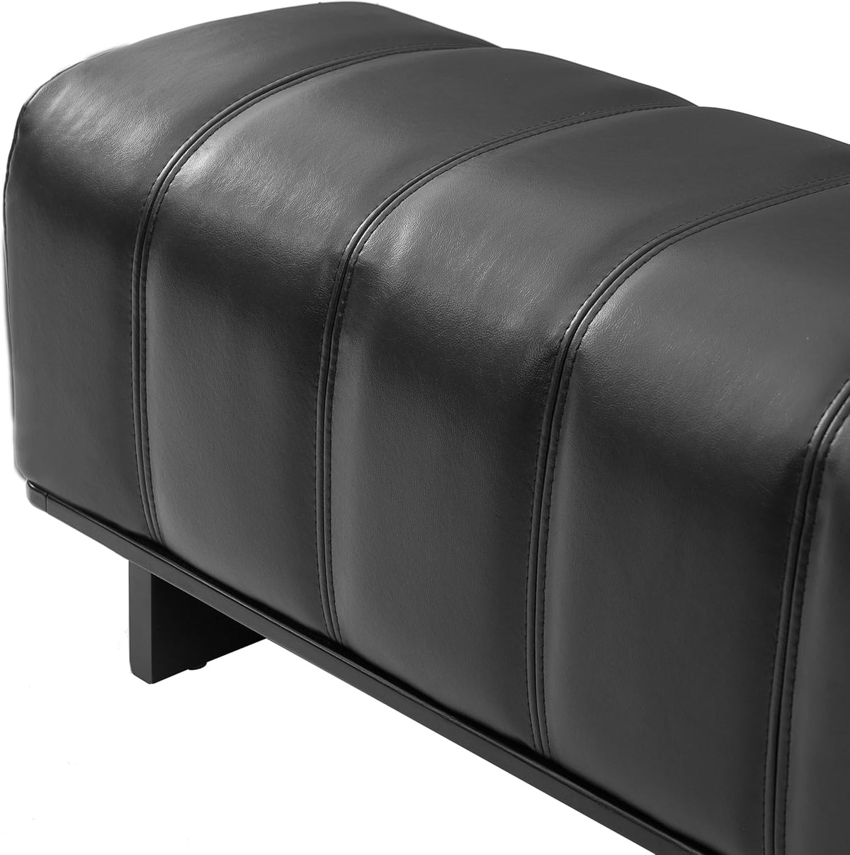 Christopher Knight Home Lamie Faux Leather Upholstered Dining Bench, Wooden Entryway Bench, Long Sofa Footstool for Living Room, Bedroom End of Bed Bench, Black