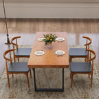 Stylish Modern Minimalist Solid Wood Dining Table with Sturdy Metal Base – Easy Assembly, Versatile Design for Dining Rooms, Living Rooms, and Offices