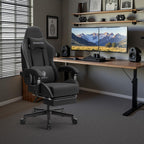 Dowinx Gaming Chair Fabric with Pocket Spring Cushion, Massage Game Chair Cloth with Headrest, Ergonomic Computer Chair with Footrest 290LBS, Black