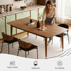 62.9" Solid Wood Dining Table for 4-6, Mid-Century Modern Rectangular Kitchen Table with Tapered Legs, Sturdy Structure for Dining Room Apartment,Walnut