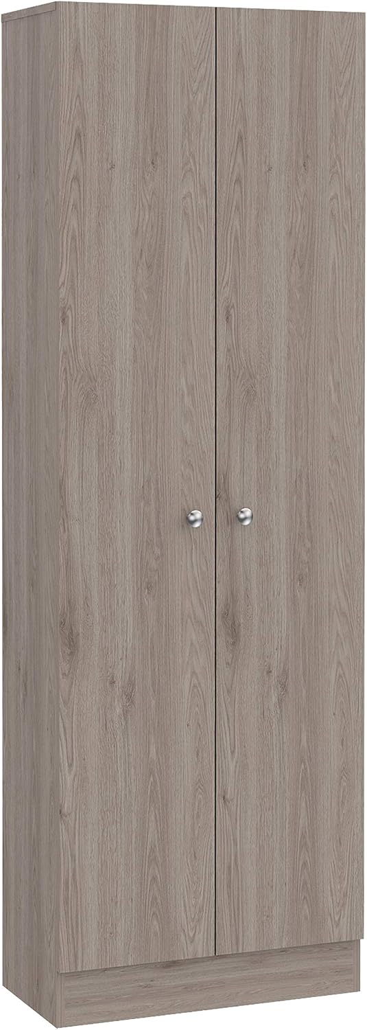 Multistorage Kitchen Pantry 70,8 inches H with Five Interior Shelves, Light Grey White