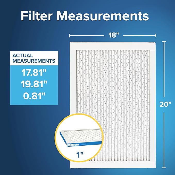 Filtrete 18x20x1 AC Furnace Air Filter, MERV 13, MPR 1900, Premium Allergen, Bacteria & Virus Filter, 3-Month Pleated 1-Inch Electrostatic Air Cleaning Filter, 2-Pack (Actual Size 17.81x19.81x0.81 in)