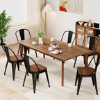 18 Inch Metal Dining Chairs Set of 4 Farmhouse Kitchen Chairs with Wooden Seat and Metal Backrest Stackable Black Dining Room Seating