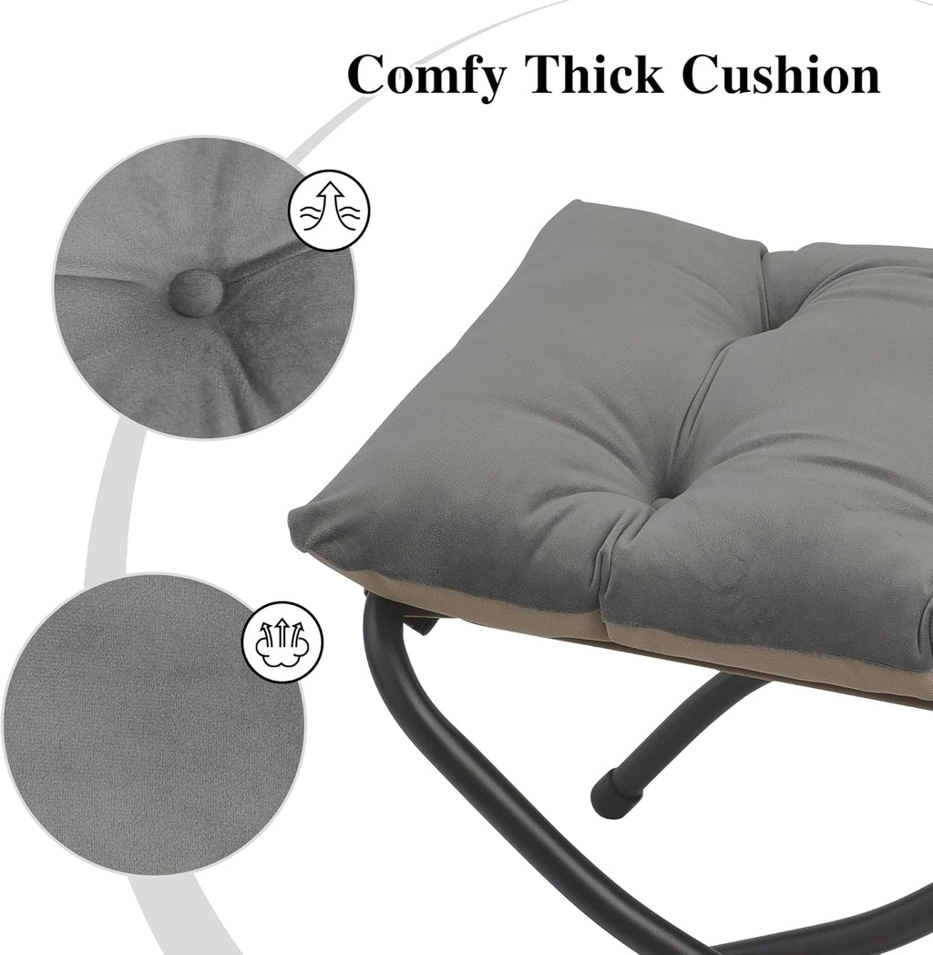 15"(H) Folding Ottoman, Set of 2, Foldable Footrest Stool, Small Foot Stool for Couch, Collapsible Foot Rest Ottoman for Sofa, Accent Padded Ottomans for Living Room, Bedroom, Dark Grey