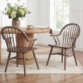 DUHOME Windsor Dining Chairs Set of 2, Solid Wood Spindle Curve Back Chairs with Arms, Farmhouse Mid Century Modern Chairs for Kitchen, Dining Room, Restaurant, Cafe & Hotel
