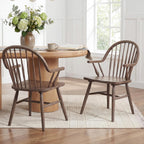 DUHOME Windsor Dining Chairs Set of 2, Solid Wood Spindle Curve Back Chairs with Arms, Farmhouse Mid Century Modern Chairs for Kitchen, Dining Room, Restaurant, Cafe & Hotel