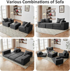 Modular Sectional Loveseat Cloud Sofa with Ottoman, Grey, 79''