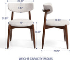 SUBRTEX Dining Chairs Set of 4,Upholstered Dining Room Chairs with Curved Backrest & Solid Wood Legs, Mid Century Modern Farmhouse Kitchen Chairs, Oatmeal & Walnut Legs