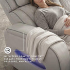Signature Design by Ashley 3-Seat Power Reclining Sofa, Heat, Massage, Gray | Combination of leather and faux leather, Air massage, Heated seats, Drop-down table, Zero gravity, Boyington