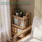 Oak Ladder Bookshelf, 3 Tier Display Shelf for Living Room, Natural Wood