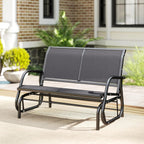 Outsunny 2-Person Outdoor Glider Bench with Steel Frame, Gray | Double Swing Rocking Chair, Loveseat, for Outside Patio, Backyard, Garden, Porch, Powder Coated