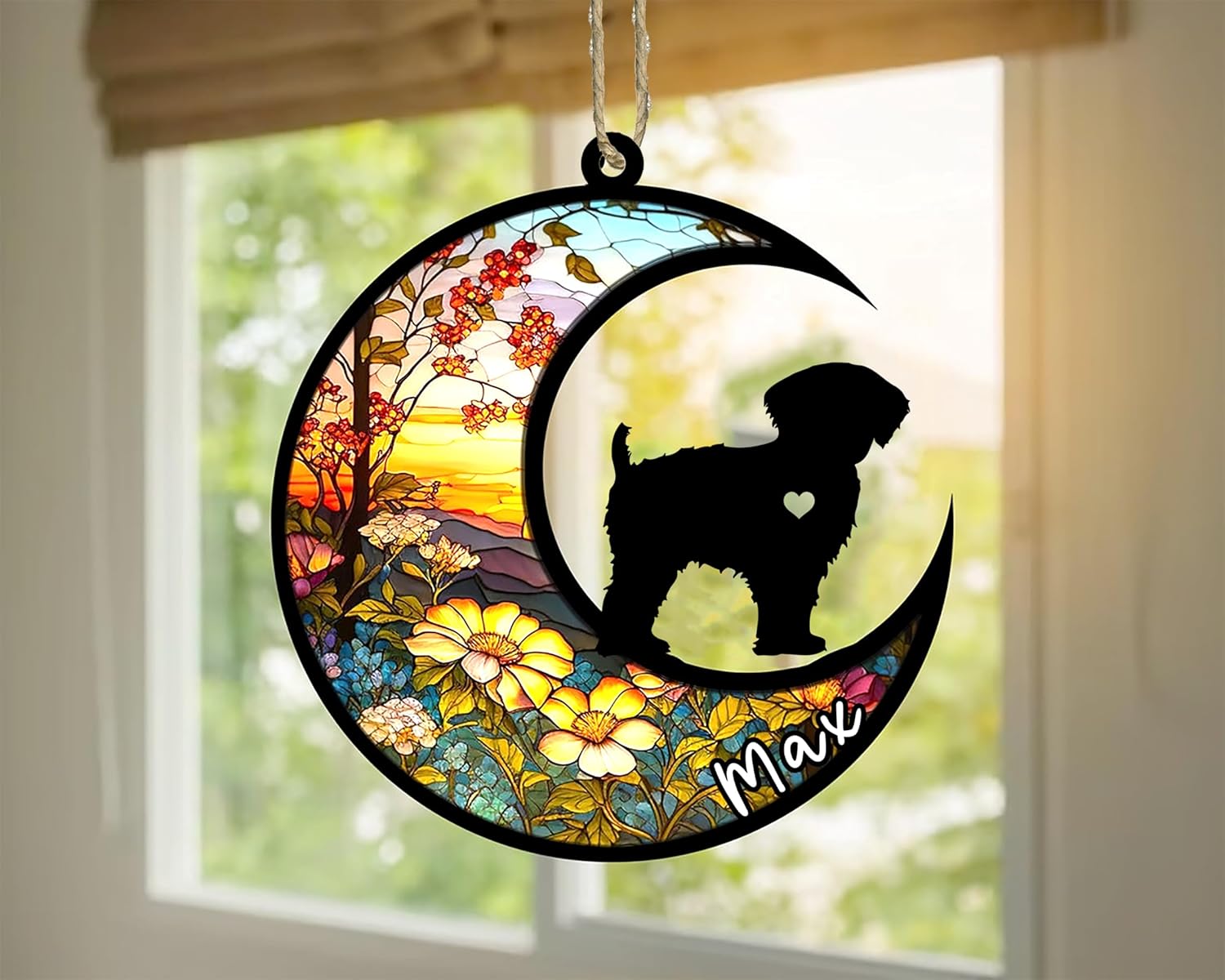 Personalized Dog Memorial, Custom Name Yorkipoo Dog Christmas Ornament with Name, Custom Breeds, Pet Loss Light Catcher, Gifts for Lovers Loss of Pet Sympathy on Mothers Day Christmas