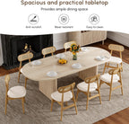 homary Oval Extendable Dining Table 79"–94", Japandi Wooden Dining Table for 6–10, Solid Wood Kitchen & Dining Room Table with Double Pedestal Base (Table Only)
