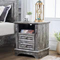 BLANKSPACE Nightstand,Farmhouse End Side Table, Night Stand,Bedside Cabinet for Bedroom, Living Room,Grey