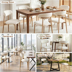 Furniliving Mid Century Modern Dining Chairs Set of 4, 300 lbs Capacity Upholstered Linen Kitchen Chairs with Natural Wood Grain Metal Legs and Ergonomic Curved Back, Beige
