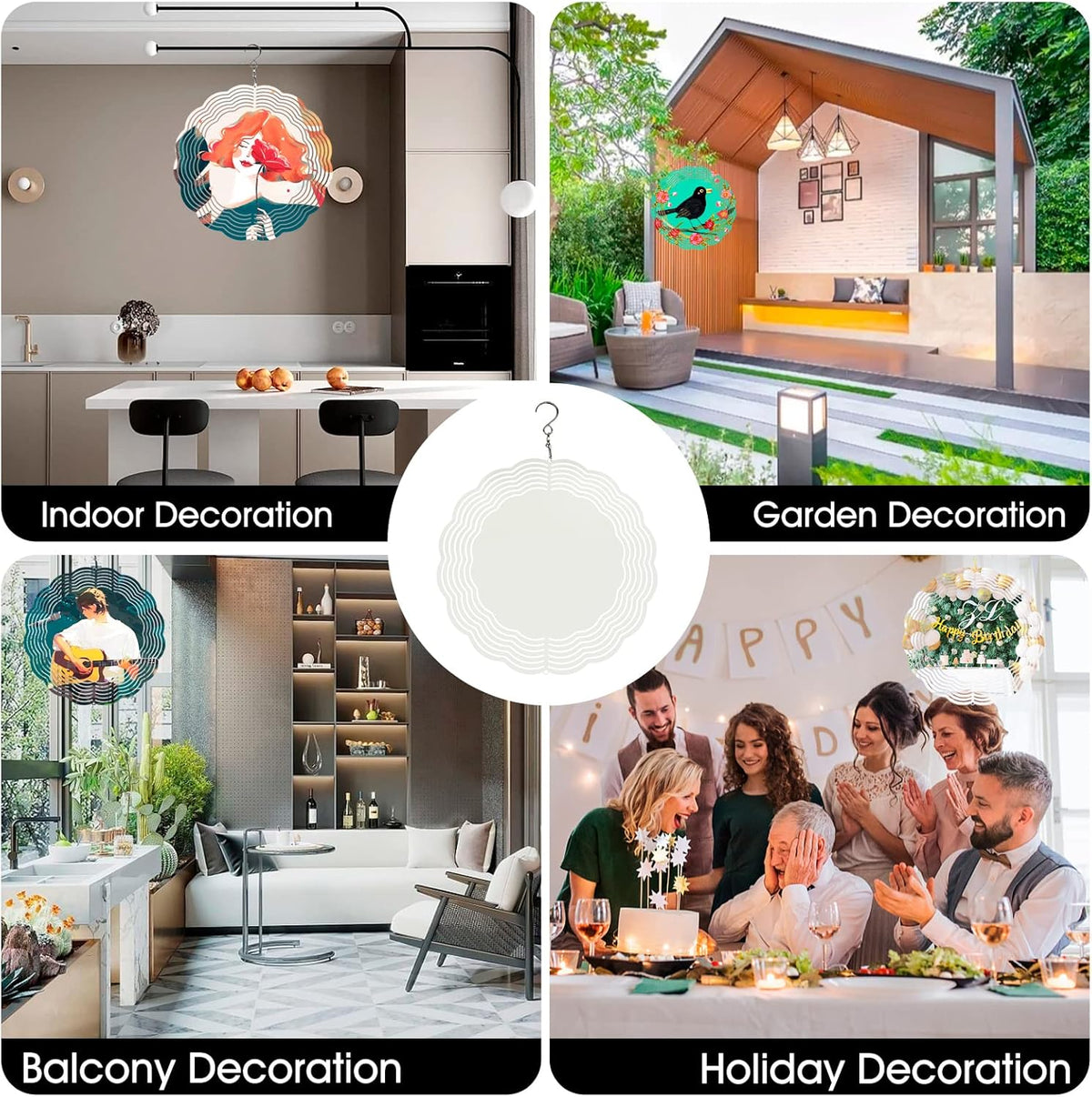 5 Pack Sublimation Wind Spinner Blanks 8 Inch Wind Spinners Sublimation Blanks 3D Aluminum Metal Wind Spinners for Yard and Garden Indoor Outdoor Window Porch Front Door Decoration Round