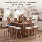 HNY 26" Swivel Bar Stools Set of 4, Backless Counter Height Bar Stools with Removable Linen Cushion, 360° Swivel Wooden Saddle Stools with Footrest for Kitchen Island, Home Bar & Small Spaces