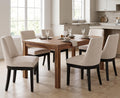 RIVOVA Upholstered Dining Chairs Set of 6, Modern Wooden Dining Room Chair Linen Fabric Kitchen Chairs Farmhouse Dinner Chair with Black Hardwood Frame, Beige
