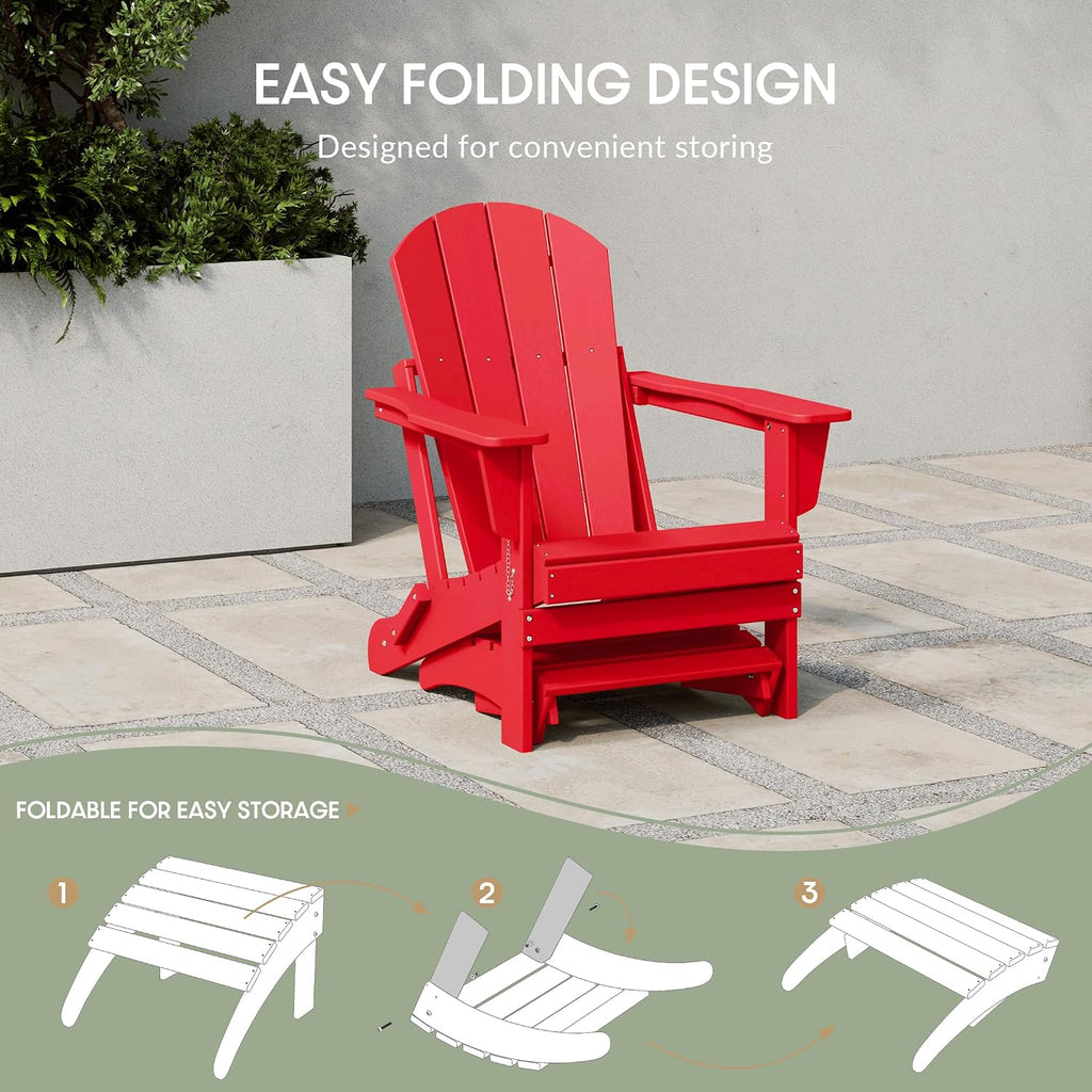 WestinTrends Outdoor Patio Adirondack Ottoman Foot Rest, All Weather Poly Lumber Foot Stool for Adirondack Chair, Widely Used for Outside Porch Pool Lawn Backyard, Red
