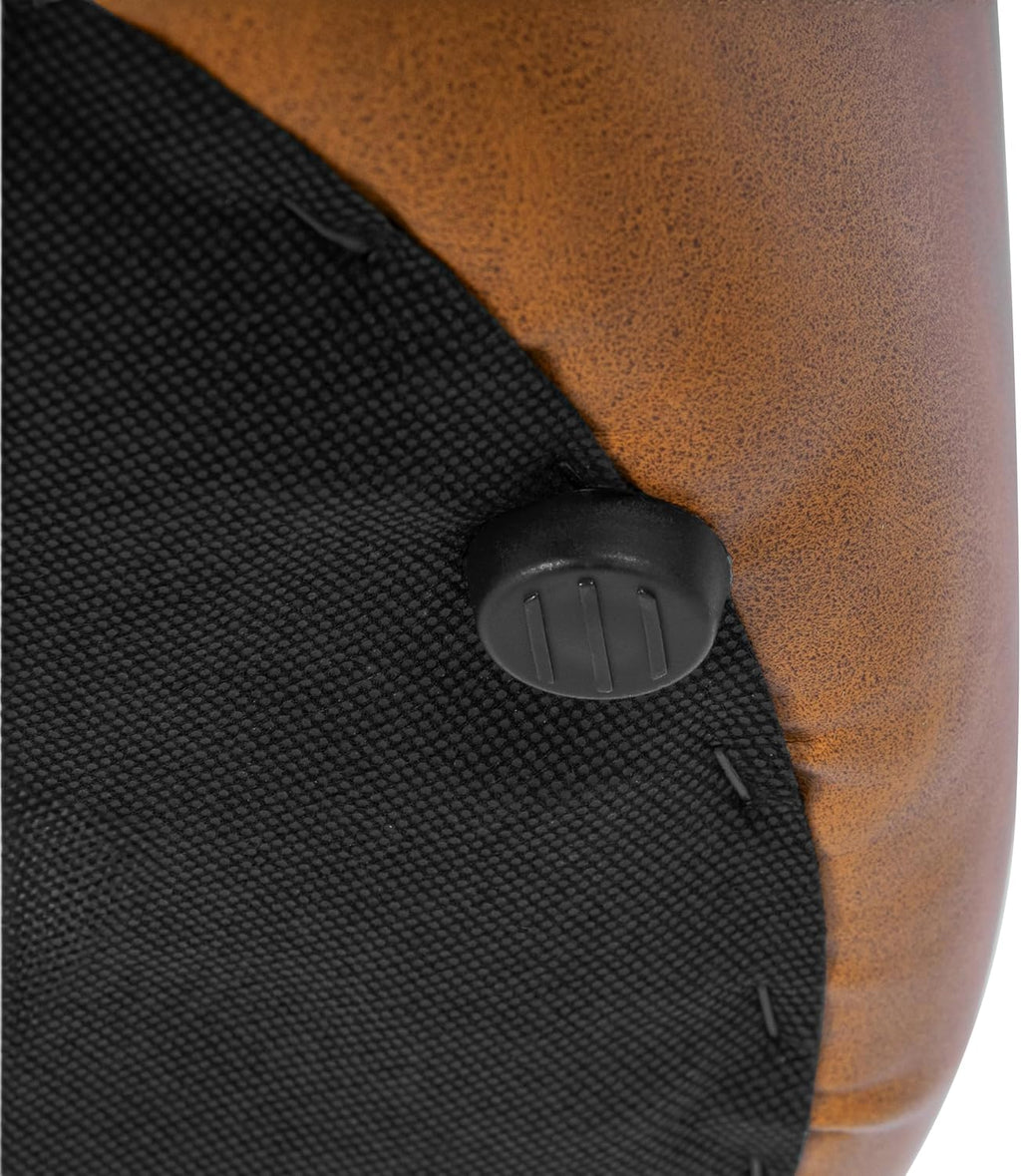 Spatial Order Upholstered Faux Leather Round Ottoman (No Lid, Seat Only) | Spatial Order Home Décor | Foot Rest Pouf – Camel Brown