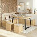 Brafab Corner Dining Table Set, 43 Inch Breakfast Nook Table Set with Bench with Hidden Storage & 2 Ottomans, 5-Piece Corner Bench Dining Table Set, Natural