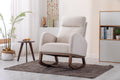 Rocking Chair,Nursing Chairs with Foot Rest for Mom, Rocker Glider Chair with High Backrest for Living Room, Bedroom, Upholstered Lounge Chair with Solid Wood Base for Relaxin (Beige)