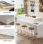 homary Extendable Kitchen Island with Storage 81"-106", White, Wood Top, Stationary Large Kitchen Cabinet with 3 Drawers, Adjustable Shelves & Pull-Out Kitchen Tables for Dining Room