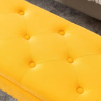 40" Mustard Yellow Velvet Storage Bench with Gold Legs Nailhead Trim | Tufted Ottoman, End of Bed Bench, Upholstered, For Bedroom/Living Room/Window/Entryway/Dining Bench, Modern, Rectangle