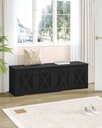 Hzuaneri 59" Storage Chest, Large Storage Trunk with 2 Hinges, Farmhouse Wooden Box Bench, Lift-Top Organizer Chest, Entryway Trunk for Bedroom, Living Room, Black SB15004X