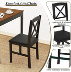 GIANTEX 3-Piece Dining Table Set for 2 - Small Wooden Kitchen Table with Upholstered PVC Leather Chairs, Rubber Wood Legs, Modern Compact Dining Set for Dinner, Kitchen, Restaurant, Dinette (Brown)