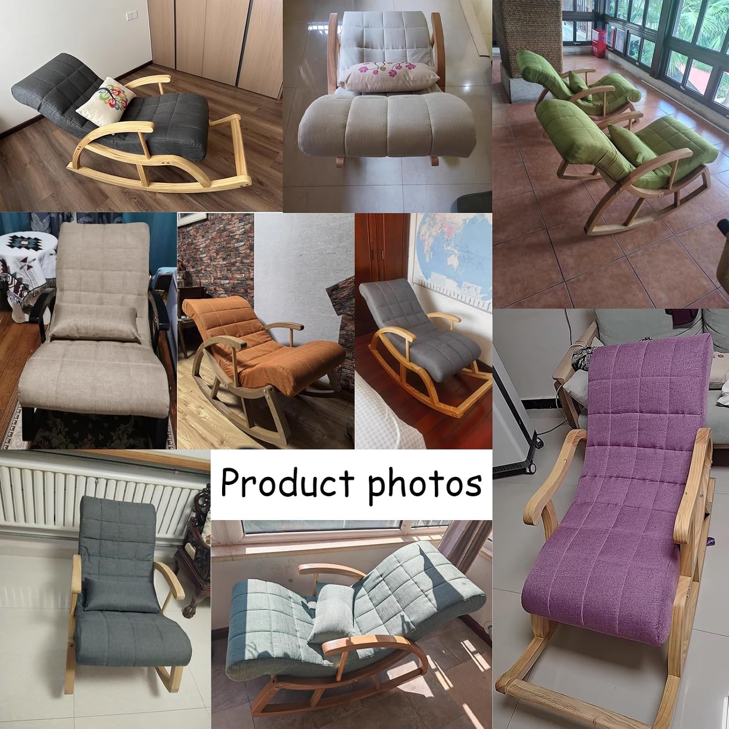 Reading Rocking Chair, Upholstered Glider Armchairs, Reclining Accent Chair with High Backrest, for Living Room Bedroom Balcony Offices