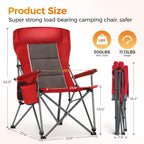 ALPHA CAMP Heavy Duty Camping Chairs with Cup Holder Oversized Folding Chair 500LBS Capacity Outdoor Chair with Headrest,Lawn with Side Pocket for Lawn, Sports and Fishing