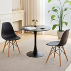 23.6" Small Round Dining Table for 2 4, [Sturdy Metal Tulip Base] Black Modern Circle Kitchen Table, Space Saving, for Dining Room Apartment Office