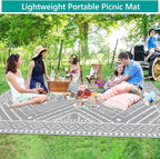 Waterproof Outdoor Rug 8x10 ft, Reversible Plastic Straw Mat, Large Floor Mat for Patio, Camping, Picnic, Backyard RV, Deck, Grey