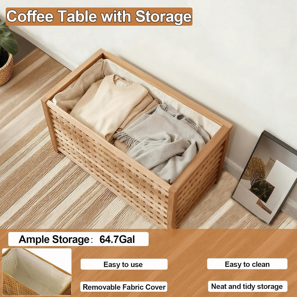Solid Wood Entryway Bench with Storage, storage chest with Removable Bag | Large storage chest with Removable Bag, Wood Coffee Table for Living-room, Bedroom, Patio, DIY Bunny House, 39x20x20in