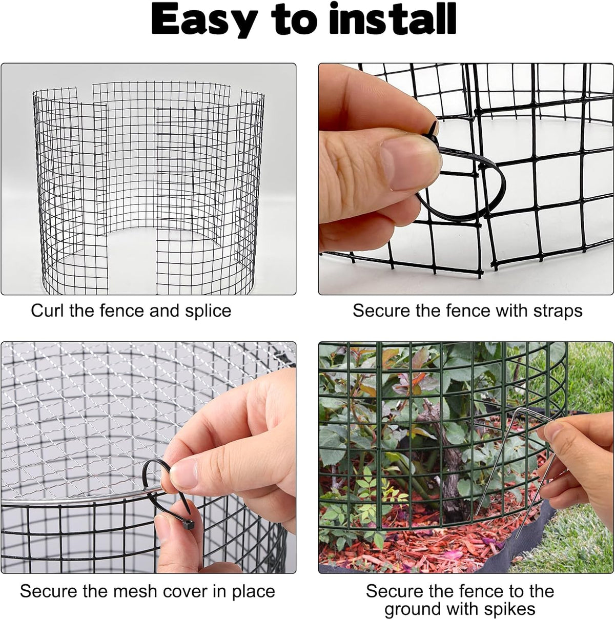 12 Sets of 16'' x 12'' Garden Plant Protectors from Animals With Detachable Covers ,36Pcs Metal Wire Protectors With Cover for Plants , Metal Plant Cage Chicken Wire Cloche with Stakes & Nylon Ties