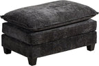 Chenille Upholstered Ottoman Footstool with Cushion for Sectional Sofa Couch 300lbs for Living Room,Apartment,Home Theater(Dark Grey)