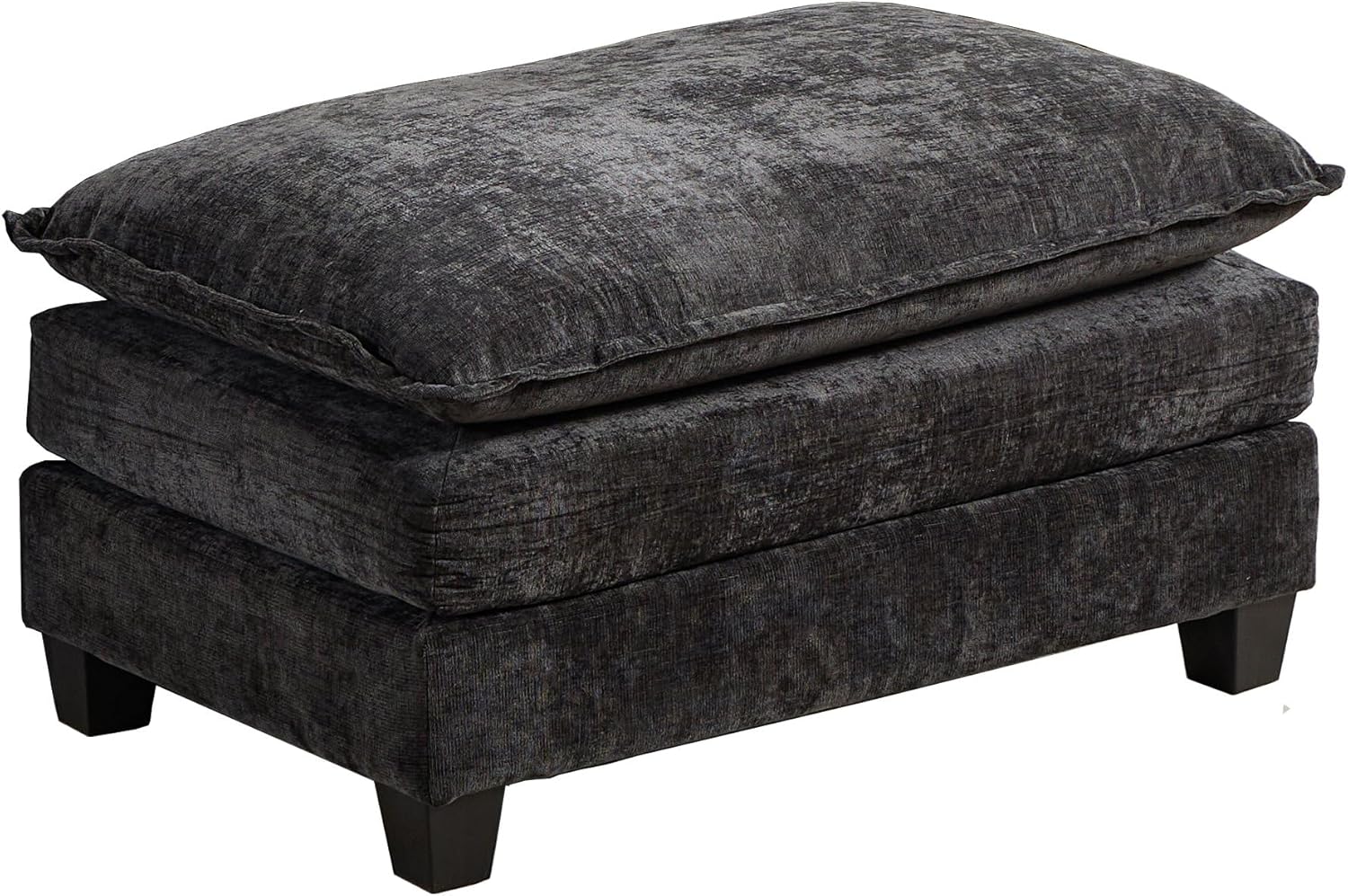 Chenille Upholstered Ottoman Footstool with Cushion for Sectional Sofa Couch 300lbs for Living Room,Apartment,Home Theater(Dark Grey)