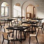 Tribesigns Square Commercial Dining Table Set of 4, 31.5" Heavy Duty Dinner Table with Metal Base, Wooden Kitchen Table for Restaurant, Cafe, Bakery, School, Apartment (Chairs are not Included)