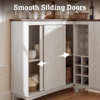 Corner Cabinet with Charging Station,L-Shaped Kitchen Pantry Storage Cabinet with 3 Drawers,Freestanding Kitchen Pantry Cabinets with Wine Rack,Glass Rack,Sliding Door for Dining Room (White)