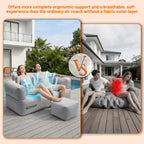 Inflatable Couch Loveseat with Footstool, Camping Couch with Detachable Built-in Pump, Inflatable Sofa with Breathable, Puncture-Resistant Fabric Texture Cover, Camping, Beach, Backyard Party