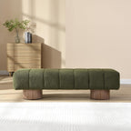 Christopher Knight Home Manila 64" Boucle Dining Bench, Upholstered Ottoman Bench, Rectangular Dining Seat, Spacious Seating, Long Footstool for Living Room Dining Room, No Assembly Needed, Green