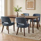 Usaint Upholstered Dining Chairs Set of 4, Modern Fabric Kitchen Chairs | Upholstered Dining Room Chair with Curved Backrest and Rubberwood Frame for Kitchen and Restaurant, Blue