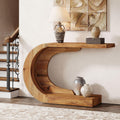 Tribesigns 43.3" Mid-Century Modern Console Table for Entryway, Wood C-Shaped Hallway Entry Accent Table for Living Room, Entrance, Foyer, Easy Assembly, Natural Brown