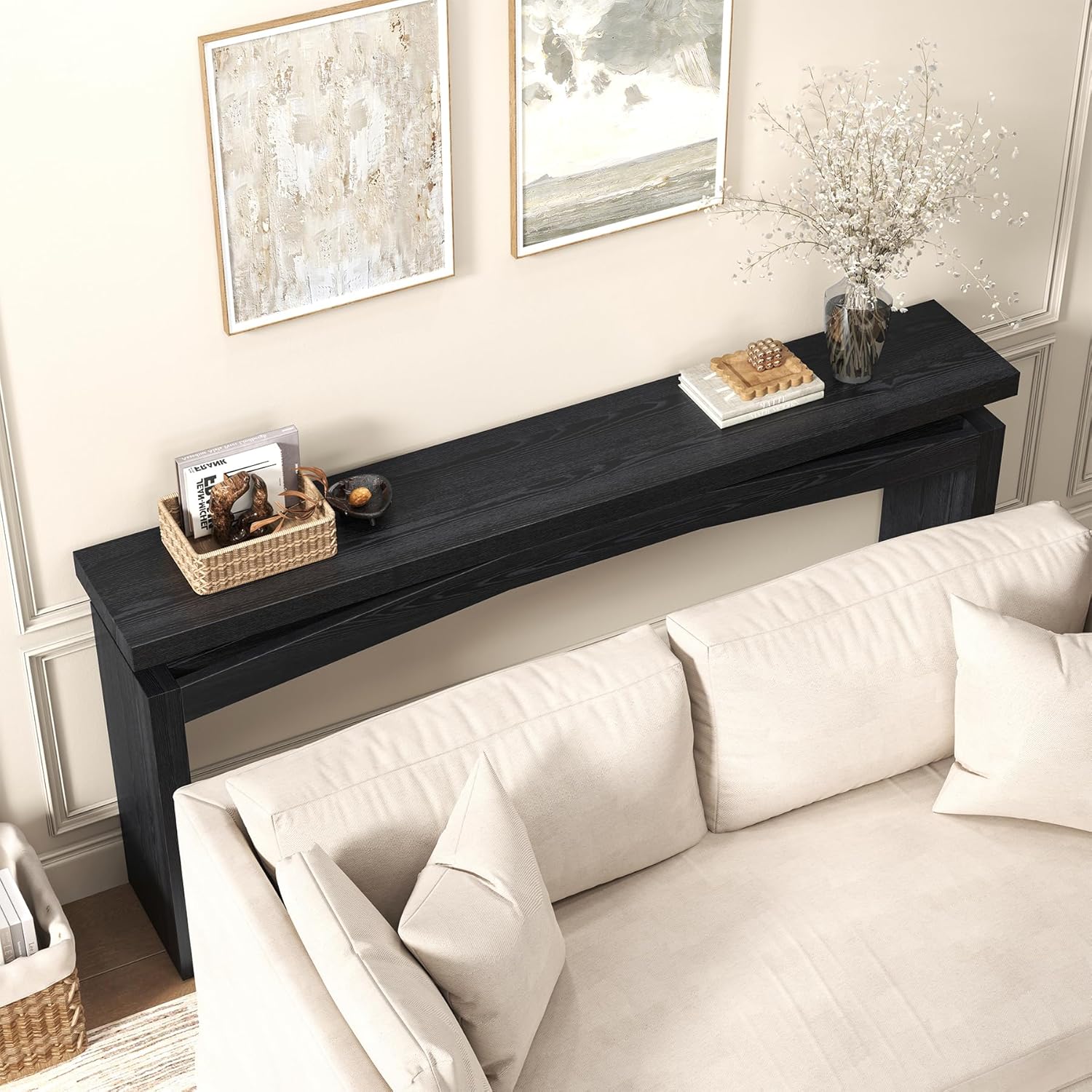 Epecoya 63-Inch Black Console Tables for Entryway Mid Century | Wooden Sofa Table Behind Couch, Entryway Console Tables for Living Room, Entry Way, Hallway