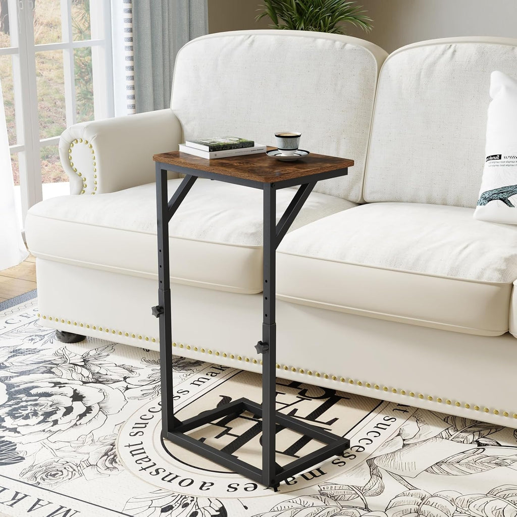 5-Level Adjustable C-Shaped End Table, Small Side Table for Couch, Sofa TV Tray Table for Living Room, Bedroom, Bedside ET-ZA-BRW1